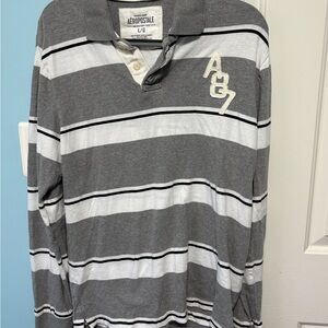 Aeropostale Gray and Cream Polo